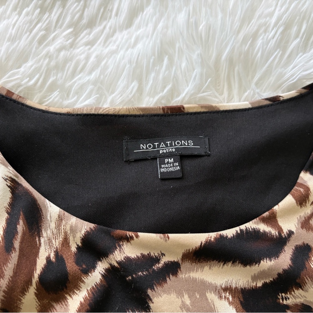Notations Petite Ruffle Animal Print Top - Picture 2 of 3